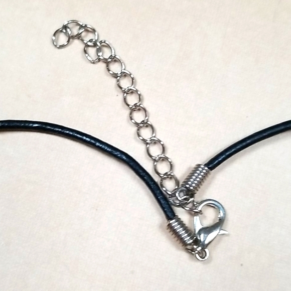 Vintage Onyx 925 Sterling Silver Leather Cord Pendant Necklace - Picture 12 of 15